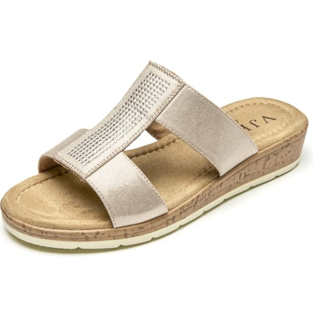 VJH Confort Comfortable sandals for Women's, Slip-on Low Slippers Wedge Light